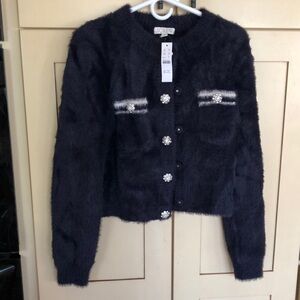 J. Crew Navy Fuzzy Women's Sweater Jacket
